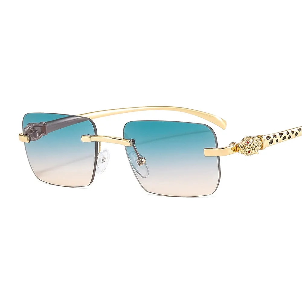Women's Vintage Fashion Designer Rimless Small Square Sunglasses