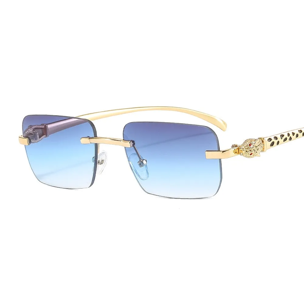 Women's Vintage Fashion Designer Rimless Small Square Sunglasses