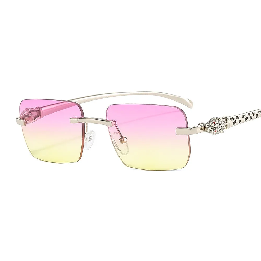 Women's Vintage Fashion Designer Rimless Small Square Sunglasses