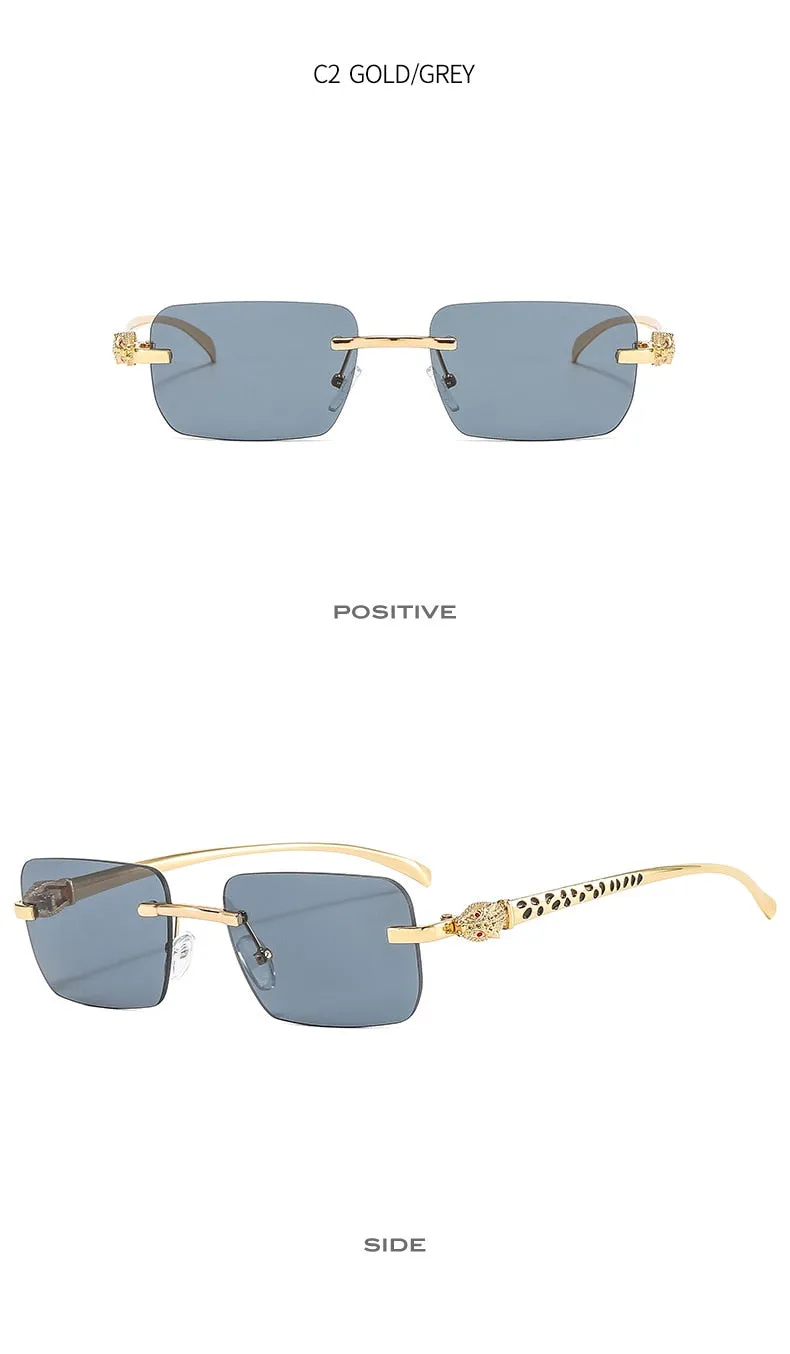 Women's Vintage Fashion Designer Rimless Small Square Sunglasses