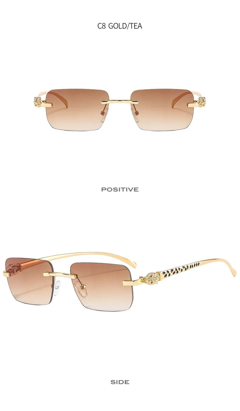 Women's Vintage Fashion Designer Rimless Small Square Sunglasses