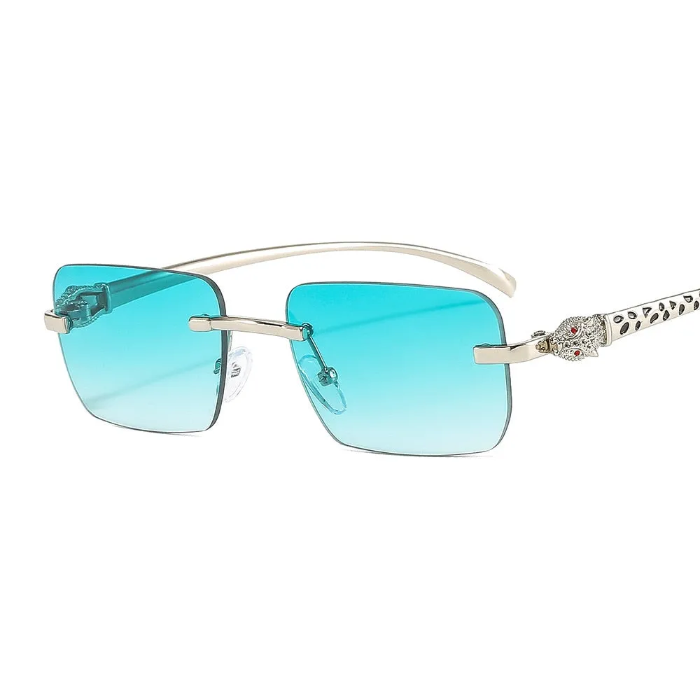 Women's Vintage Fashion Designer Rimless Small Square Sunglasses