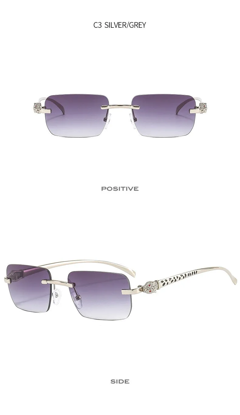 Women's Vintage Fashion Designer Rimless Small Square Sunglasses
