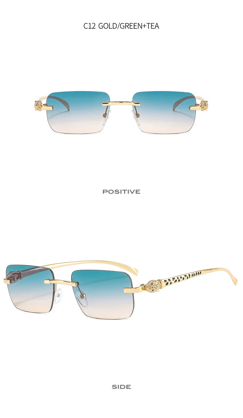 Women's Vintage Fashion Designer Rimless Small Square Sunglasses