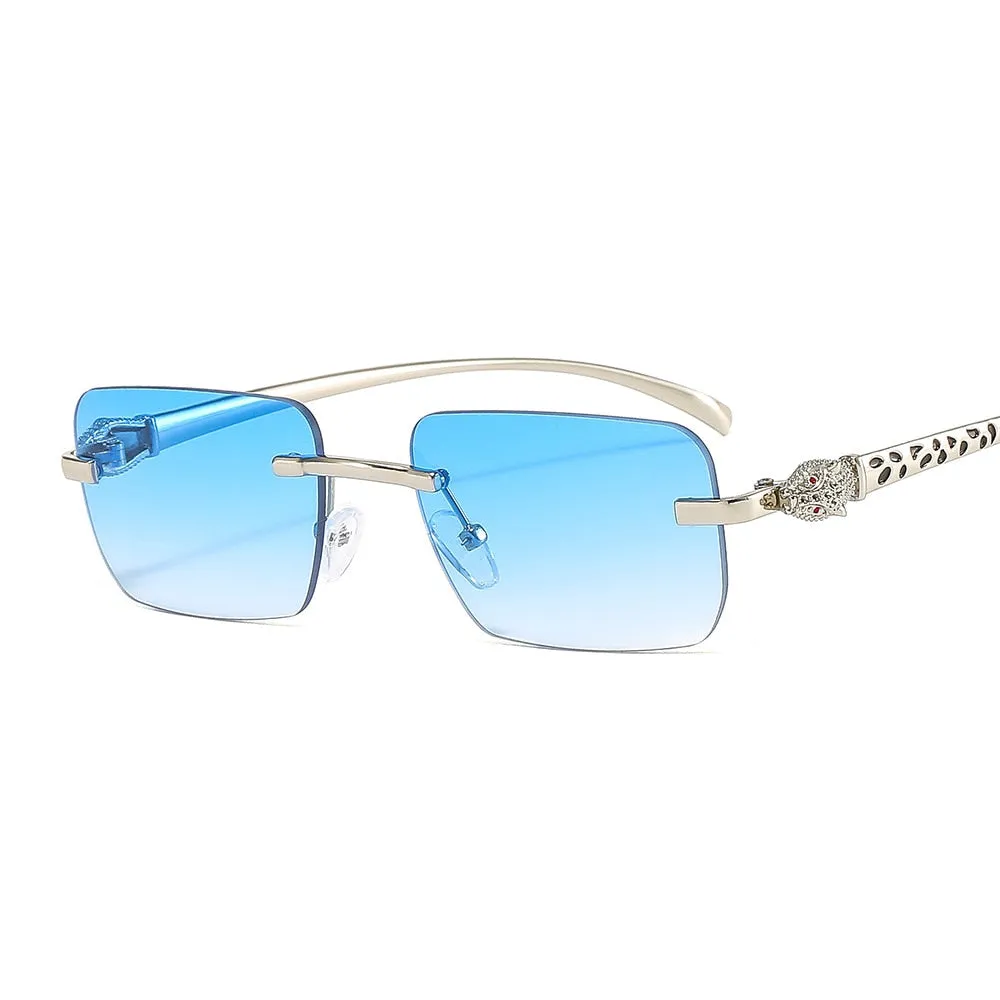 Women's Vintage Fashion Designer Rimless Small Square Sunglasses