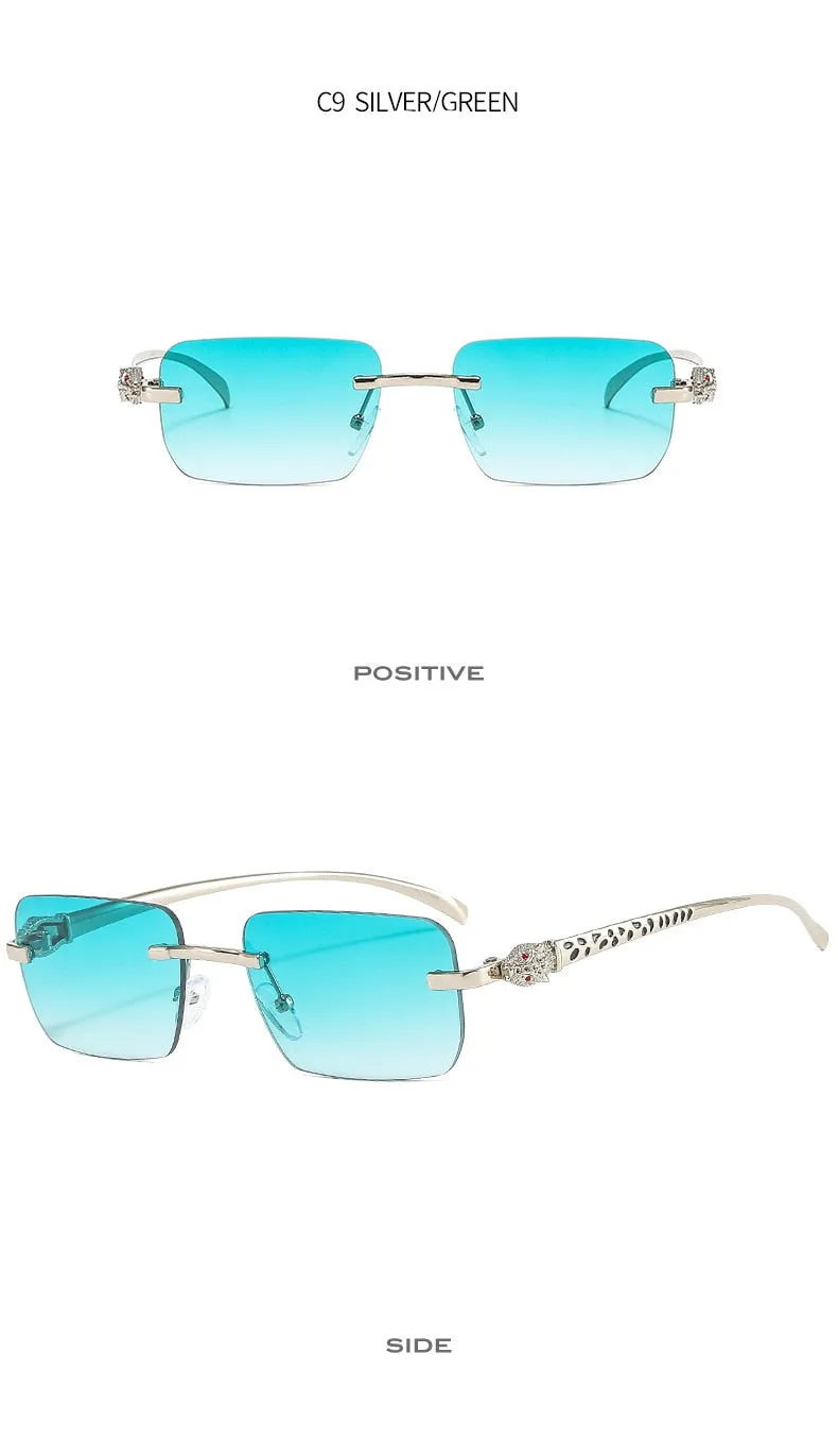 Women's Vintage Fashion Designer Rimless Small Square Sunglasses