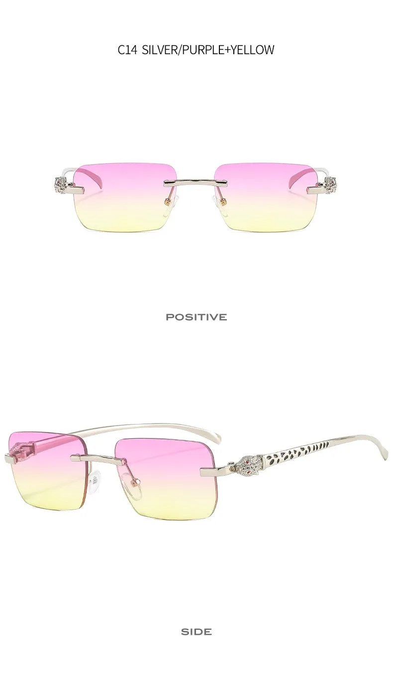 Women's Vintage Fashion Designer Rimless Small Square Sunglasses