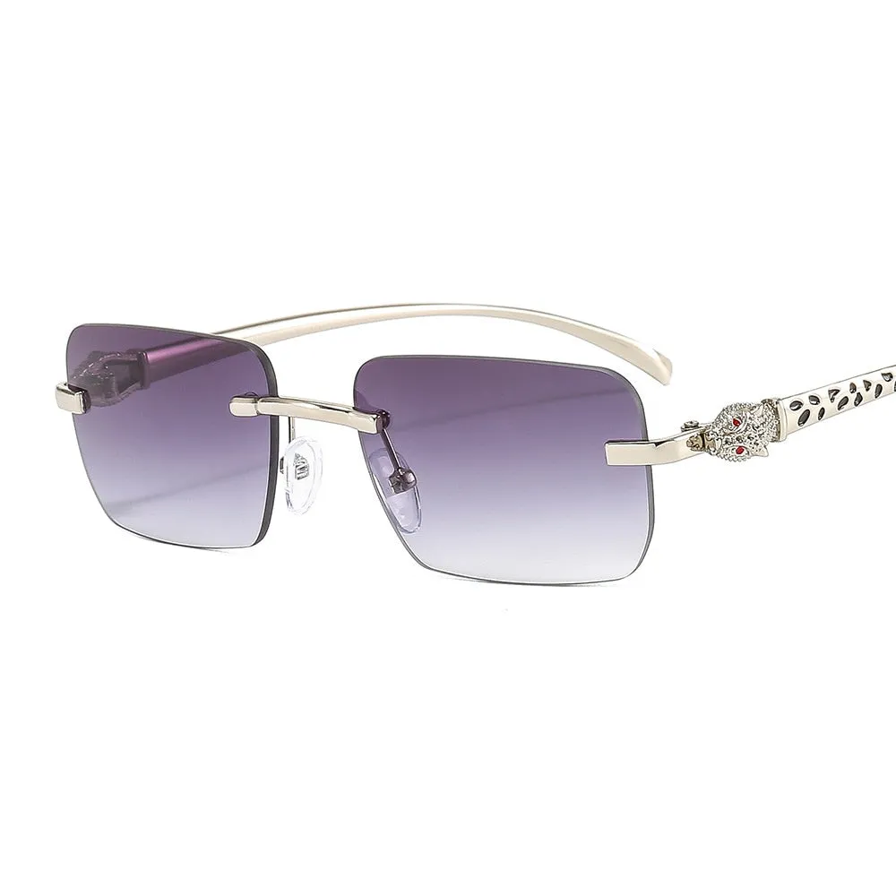 Women's Vintage Fashion Designer Rimless Small Square Sunglasses