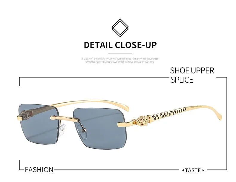 Women's Vintage Fashion Designer Rimless Small Square Sunglasses