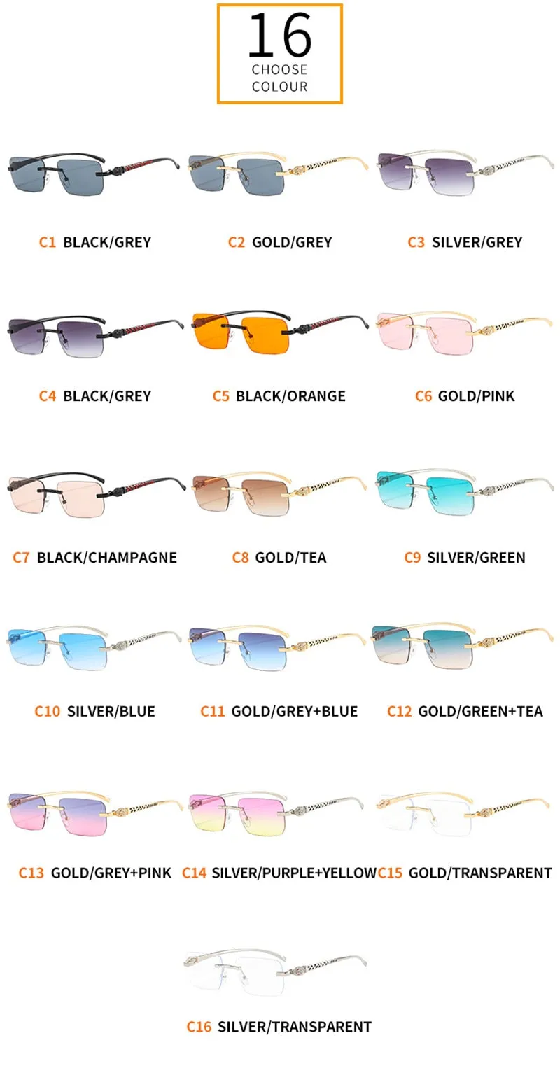 Women's Vintage Fashion Designer Rimless Small Square Sunglasses