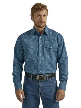 Wrangler Mens's Turquoise Paisley George Strait Snap Shirt