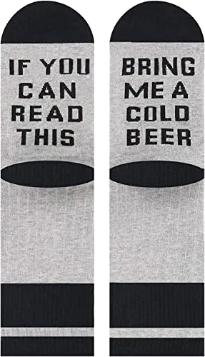 Zmart Funny Crazy Silly Socks for Women Beer Socks Beer Gifts for Women, Funny Drinking Gifts If You Can Read This Socks